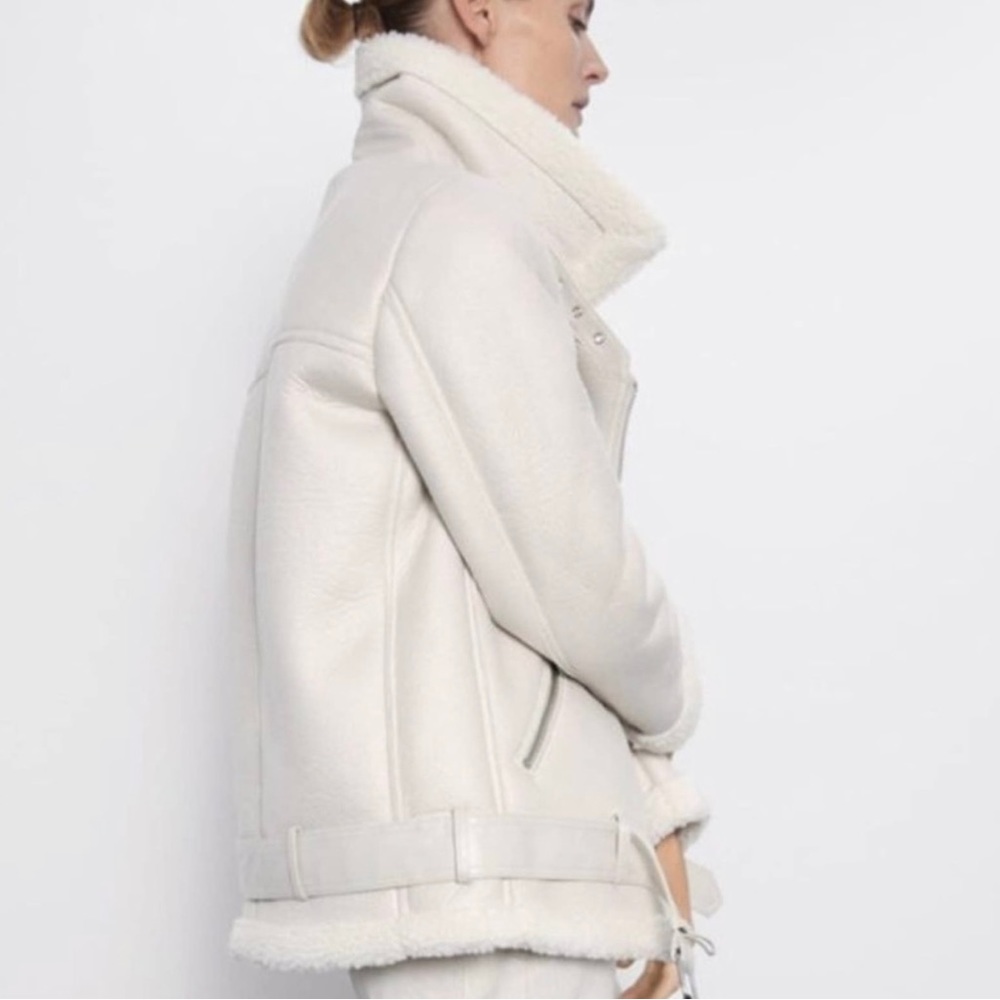 ZARA faux leather shearling jacket